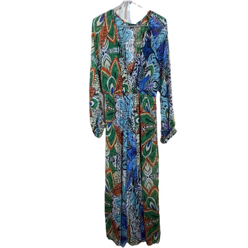 Bandolino Women Allover Print Maxi Sz M Dress, Multicolor Resort Wear Vacation